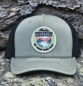 Loden/Black Snapback Trucker Hat with Unplugged Adventures Circle Logo