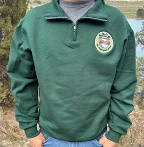 Men’s Forest Green Long Sleeve Quarter Zip with Unplugged Adventures Circle Logo