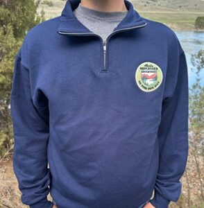 Men’s Navy Long Sleeve Quarter Zip with Unplugged Adventures Circle Logo