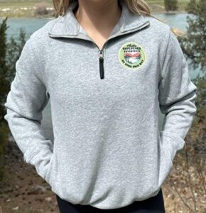 Women’s Grey Long Sleeve Quarter Zip with Unplugged Adventures Circle Logo